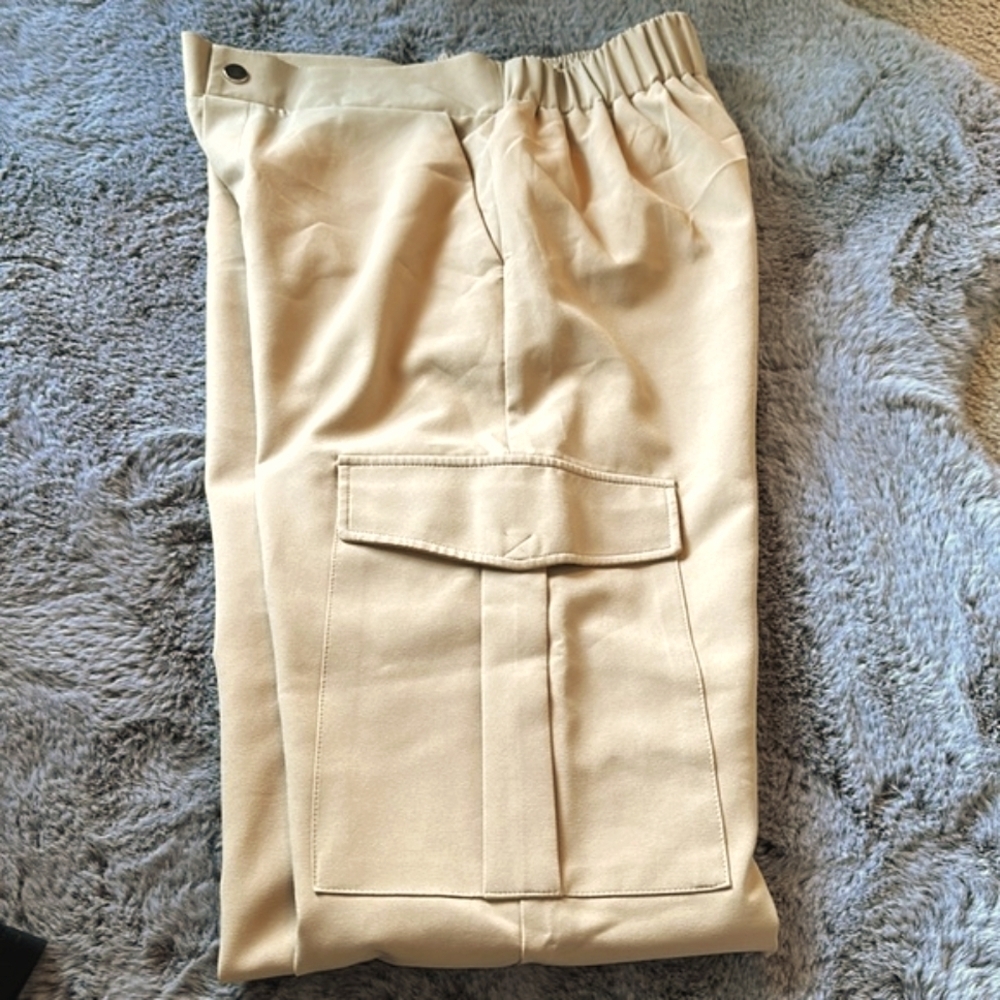 Zara Tan Cargo Pockets Joggers stretch back waist for comfort size M